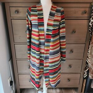 Star Vixen Colorful Striped Open Front Cardigan Duster Size Small